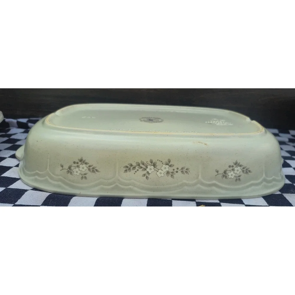 Pfaltzgraff Heirloom 2 Quart Baker Rectangular‎ Casserole Dish Grey Floral 236